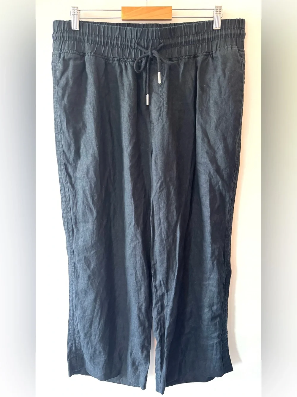 Quince 100% European Linen Wide Leg Pants - Black- Size XL